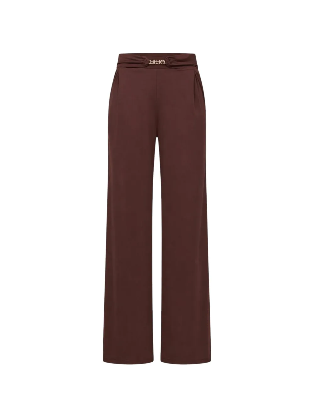 LIU JO Broek met wijde pijpen en logo-opschrift Bruin