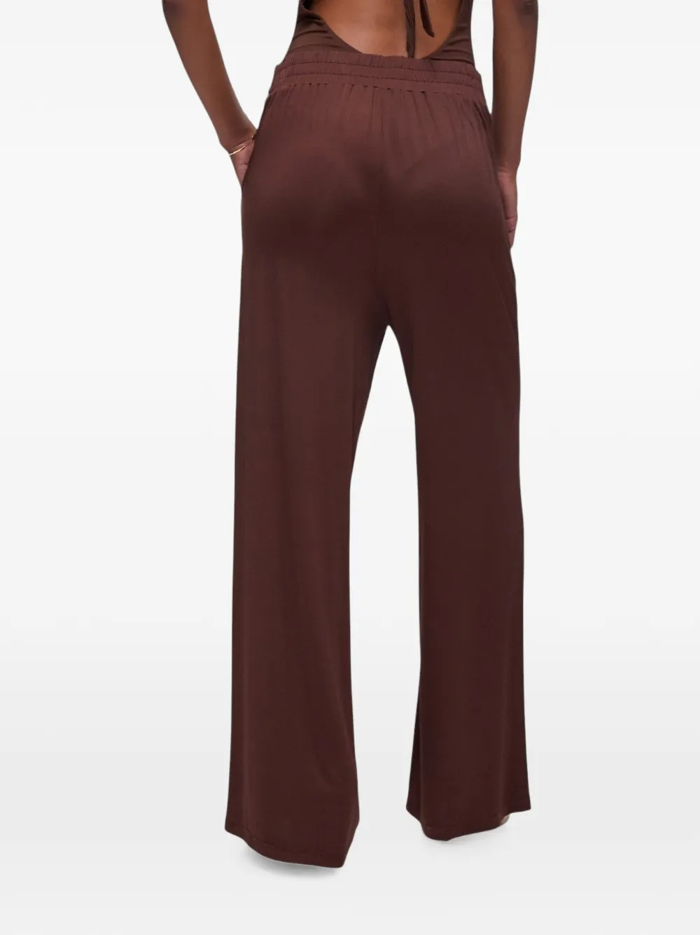 LIU JO Broek met wijde pijpen en logo-opschrift Bruin