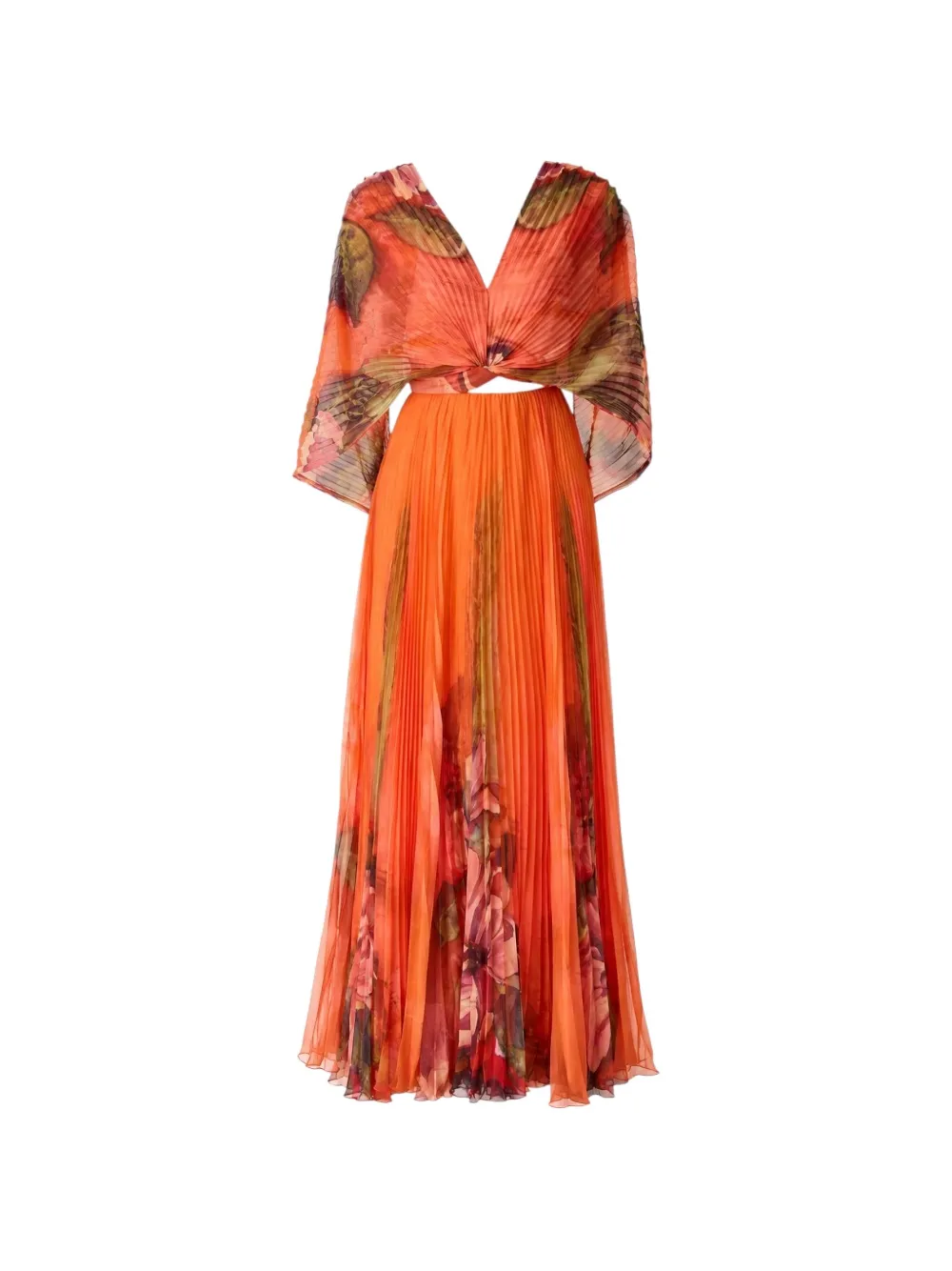Carla Ruiz floral-print pleated maxi dress - Arancione
