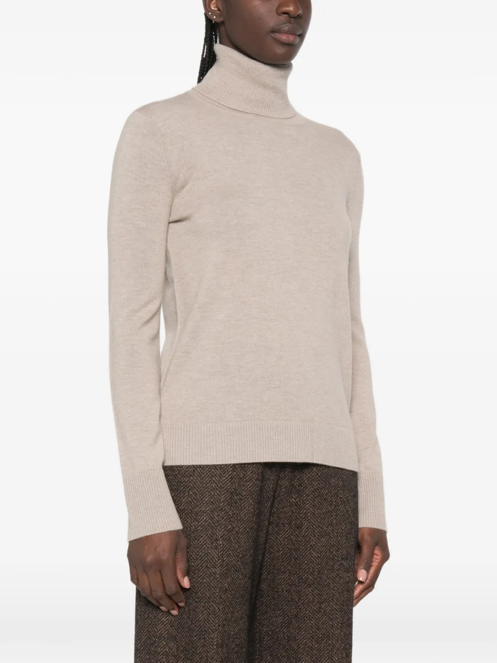 'S Max Mara Gebreide coltrui met elleboogpatch Beige