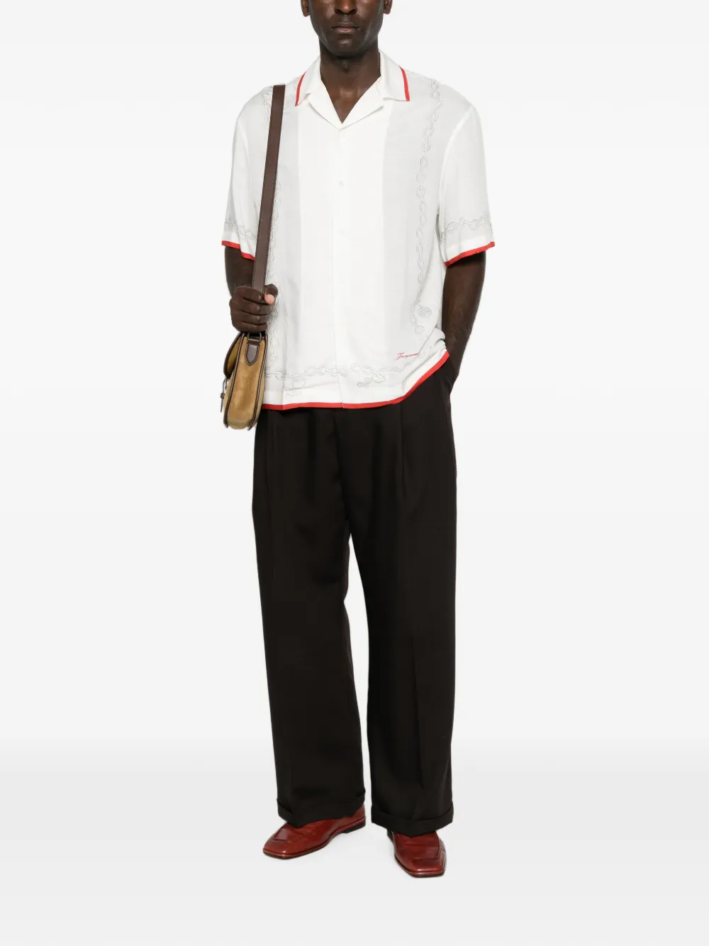 Jacquemus chain-print short-sleeve shirt Wit