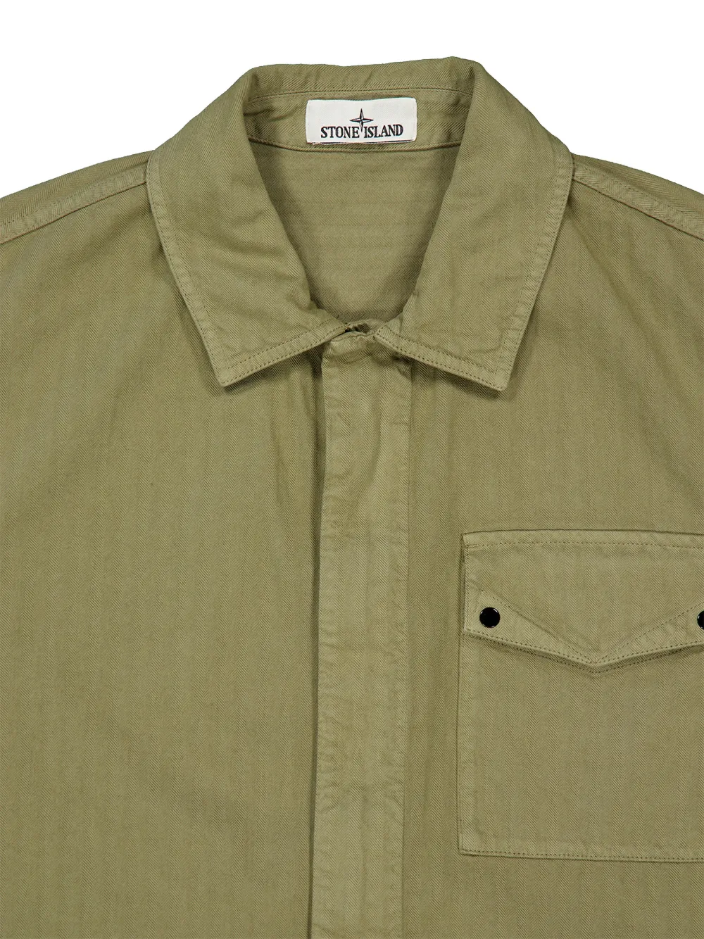 Stone Island 1200014 cotton herringbone overshirt Groen