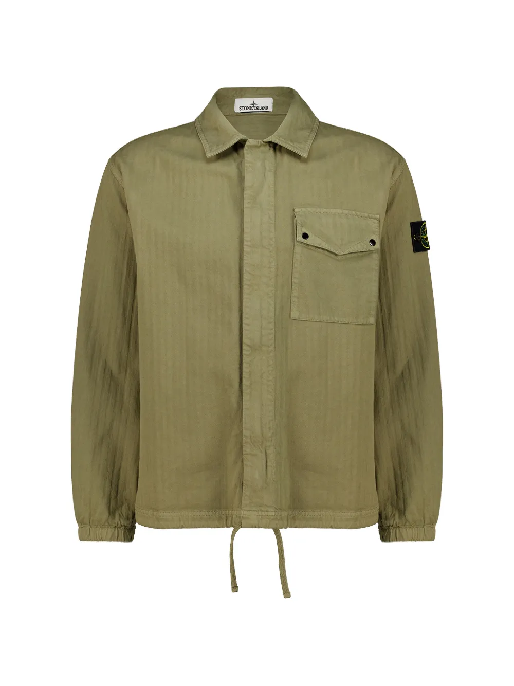Stone Island 1200014 cotton herringbone overshirt Groen