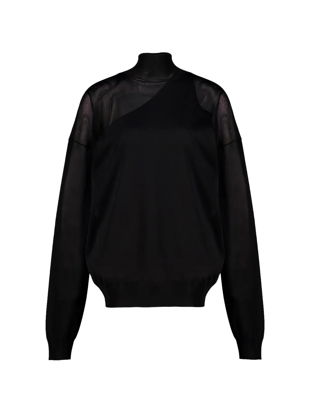 FENDI sheer-panelled high-neck sweater - Nero