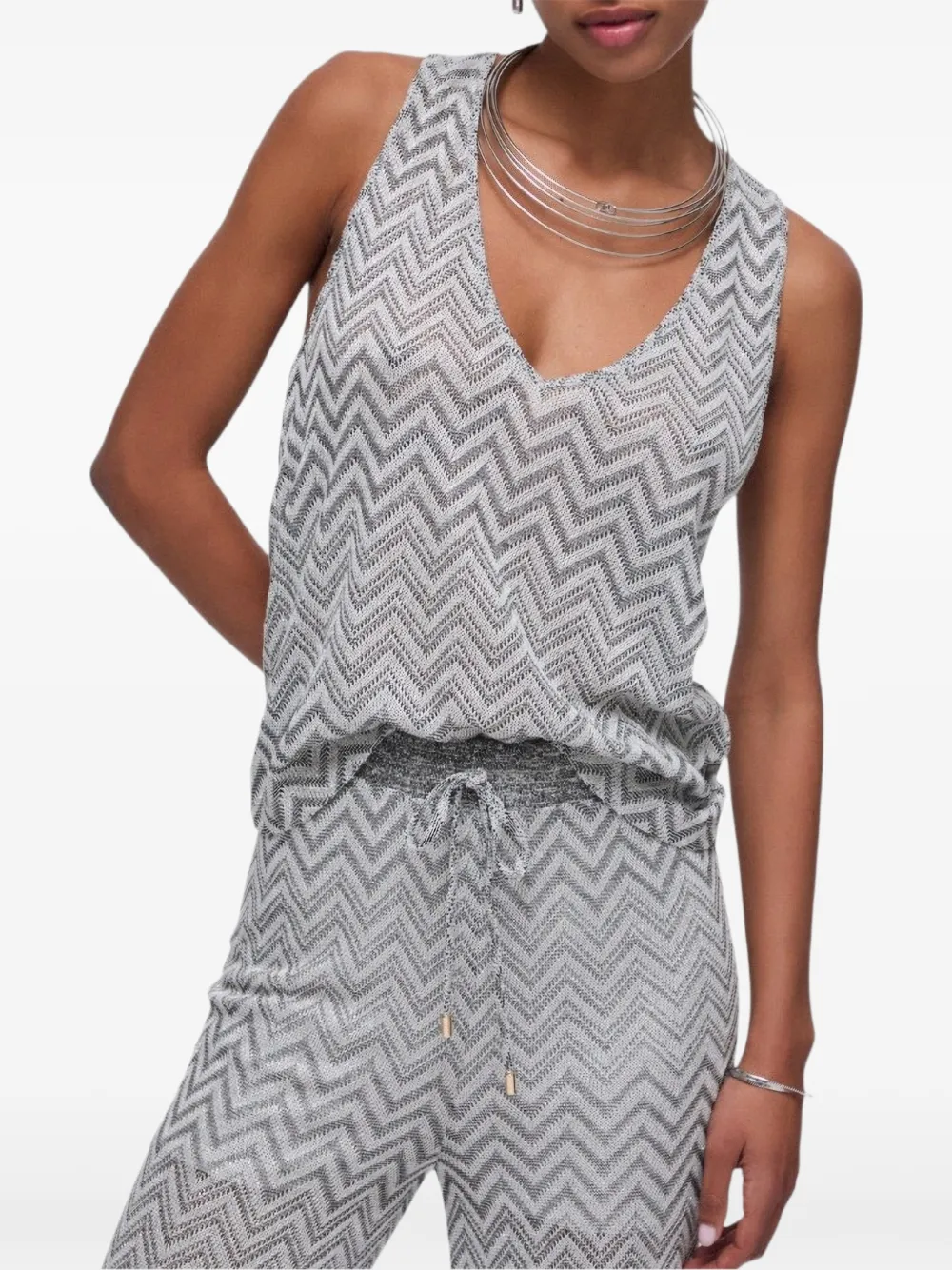 LIU JO Gebreide tanktop met chevron-patroon Grijs