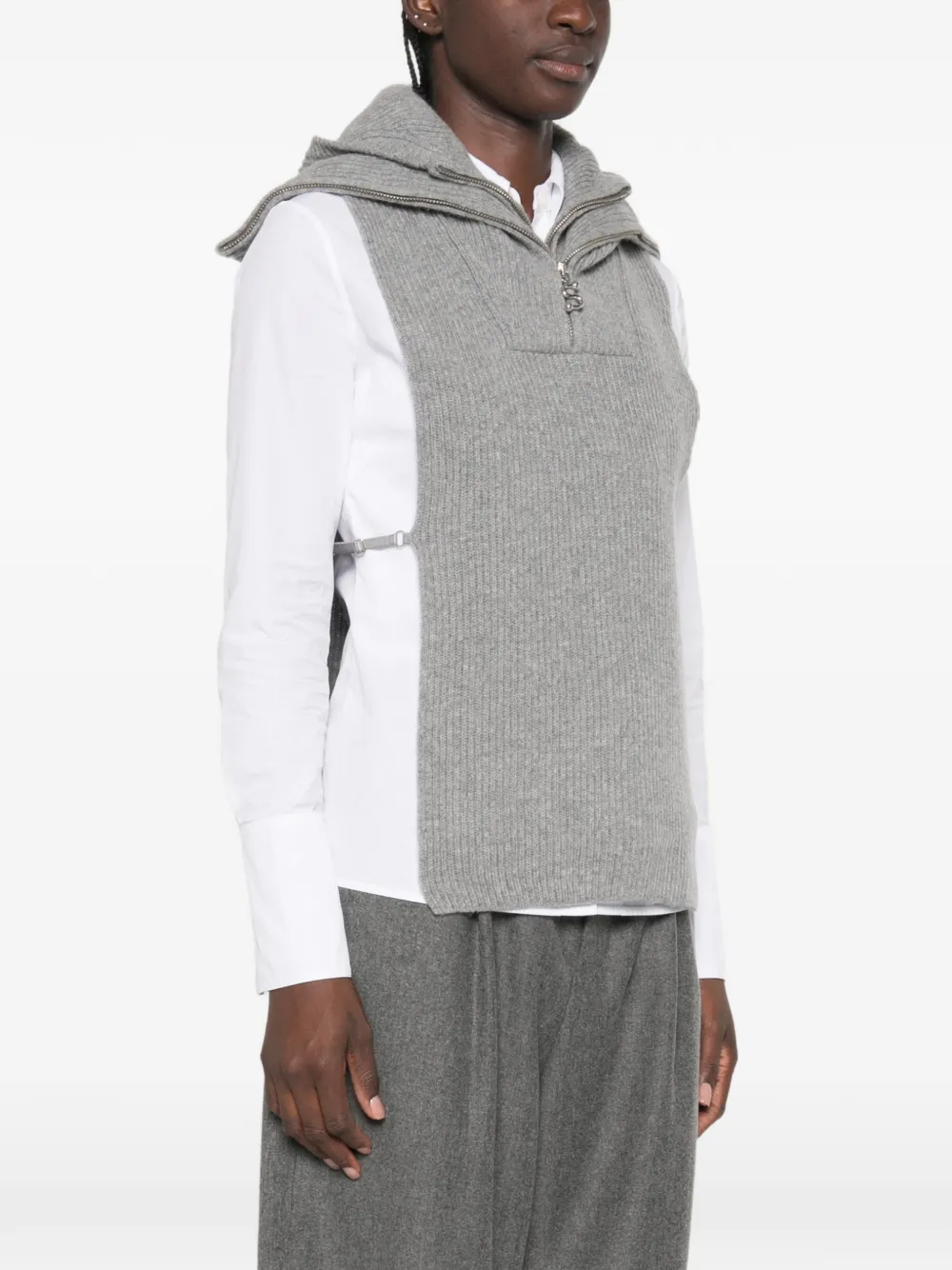 Sportmax Ribgebreide trui met capuchon Grijs