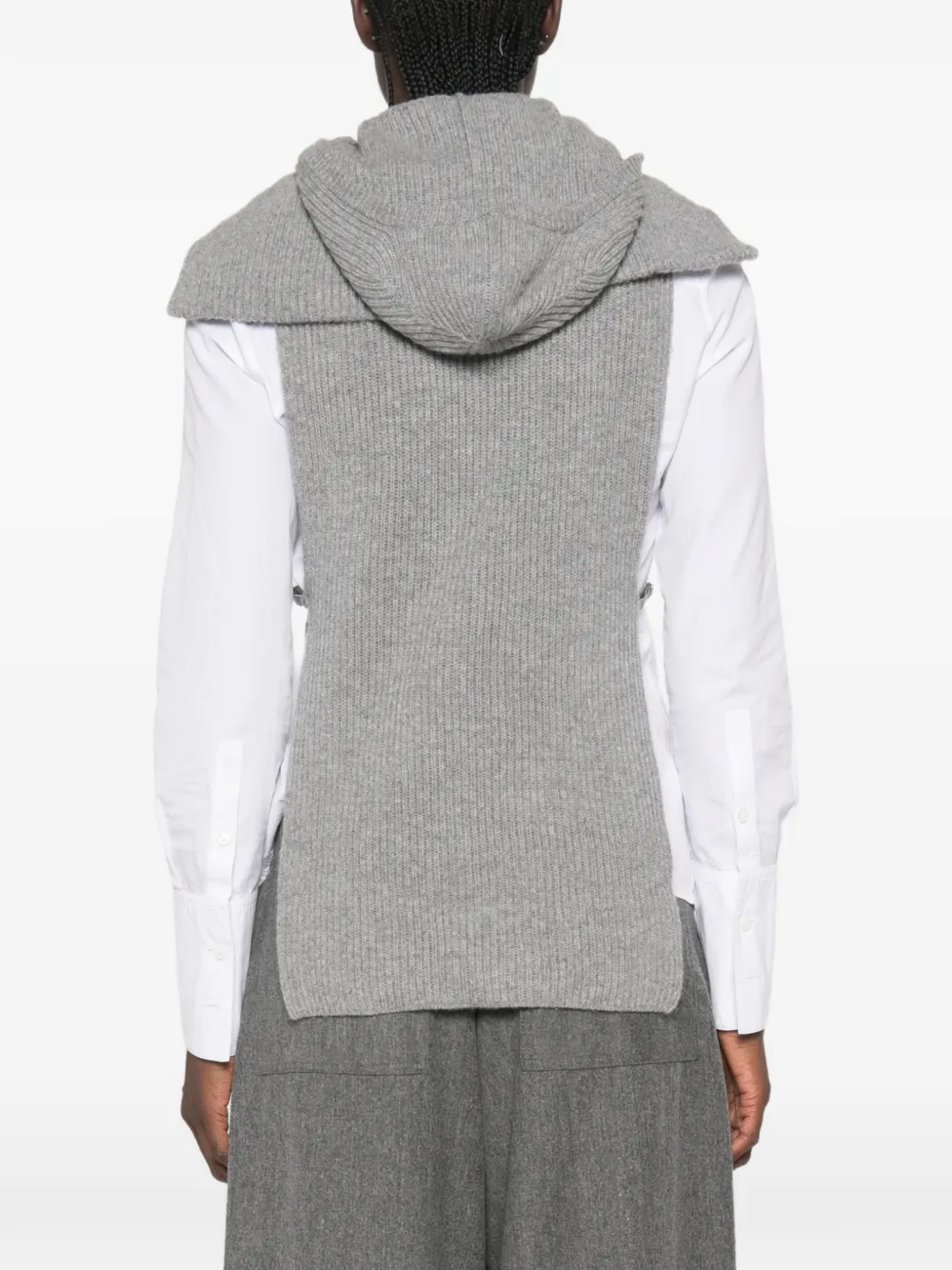 Sportmax Ribgebreide trui met capuchon Grijs