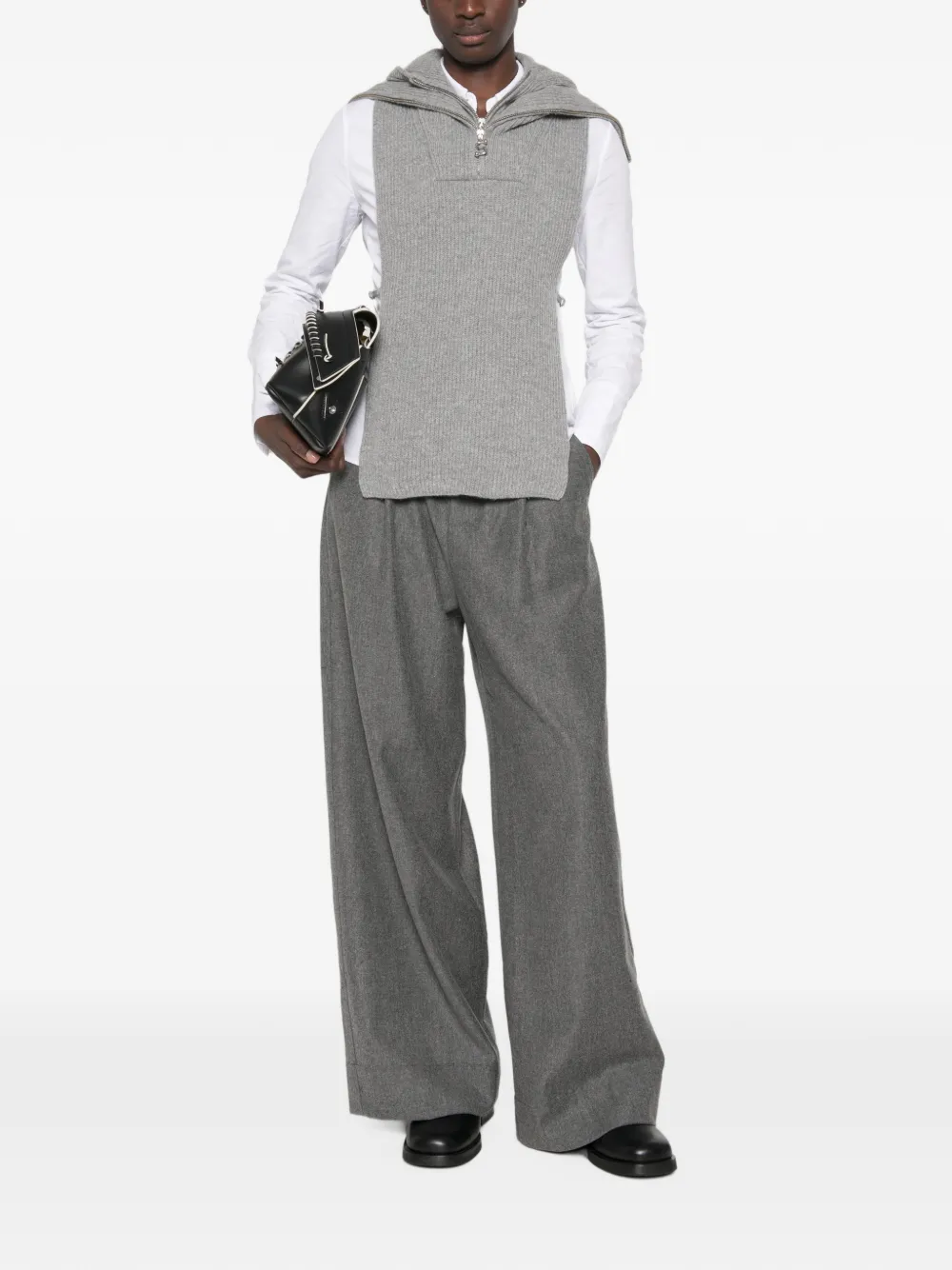 Sportmax Ribgebreide trui met capuchon Grijs
