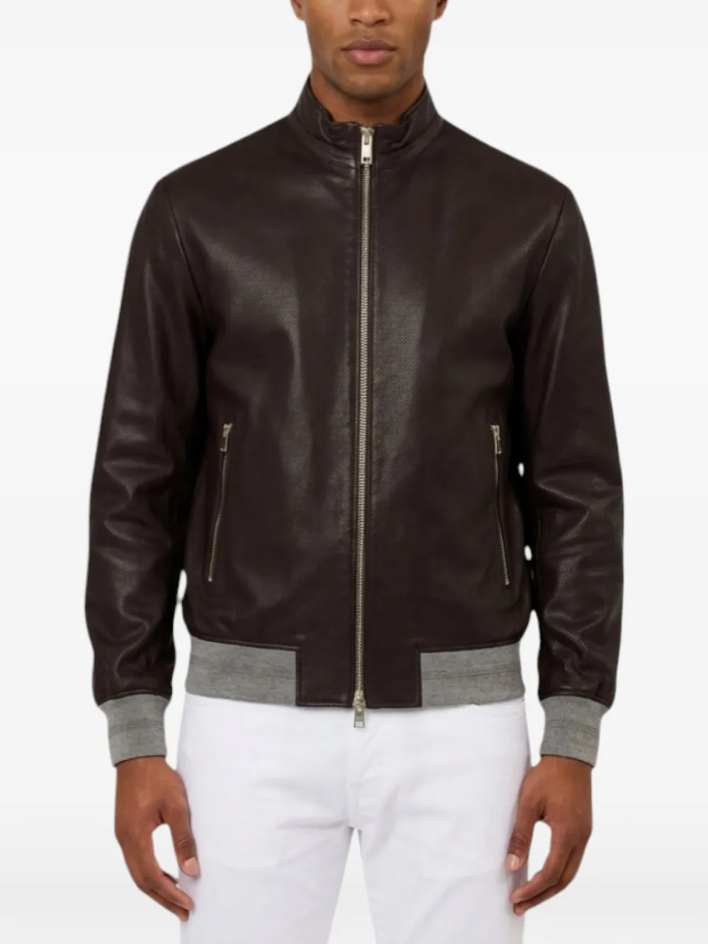 LIU JO perforated-leather bomber jacket Bruin