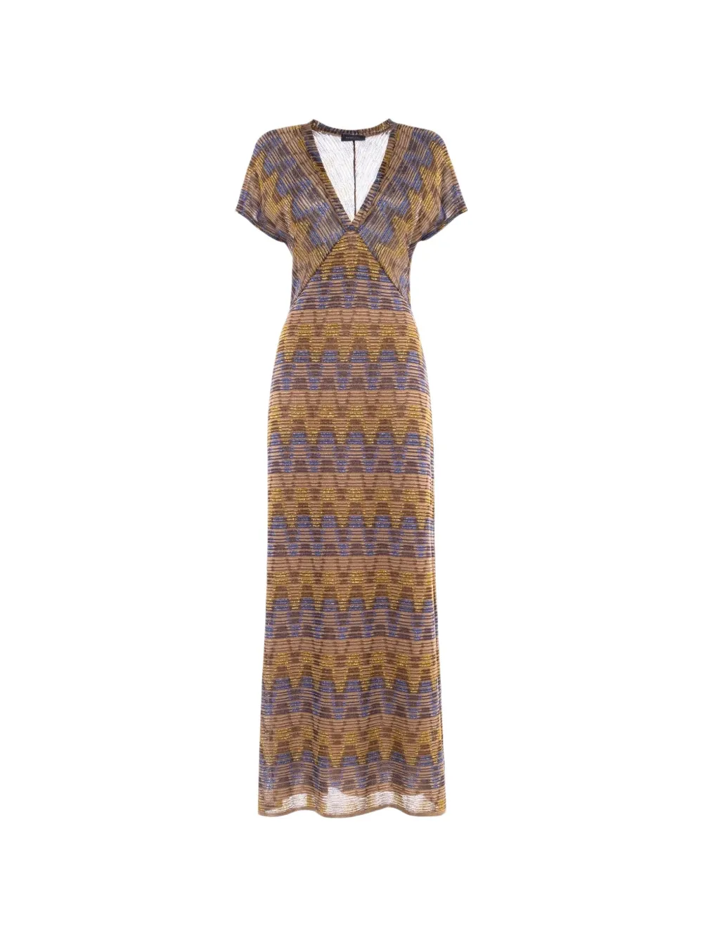 Nenette Tiana zigzag-knit V-neck maxi dress