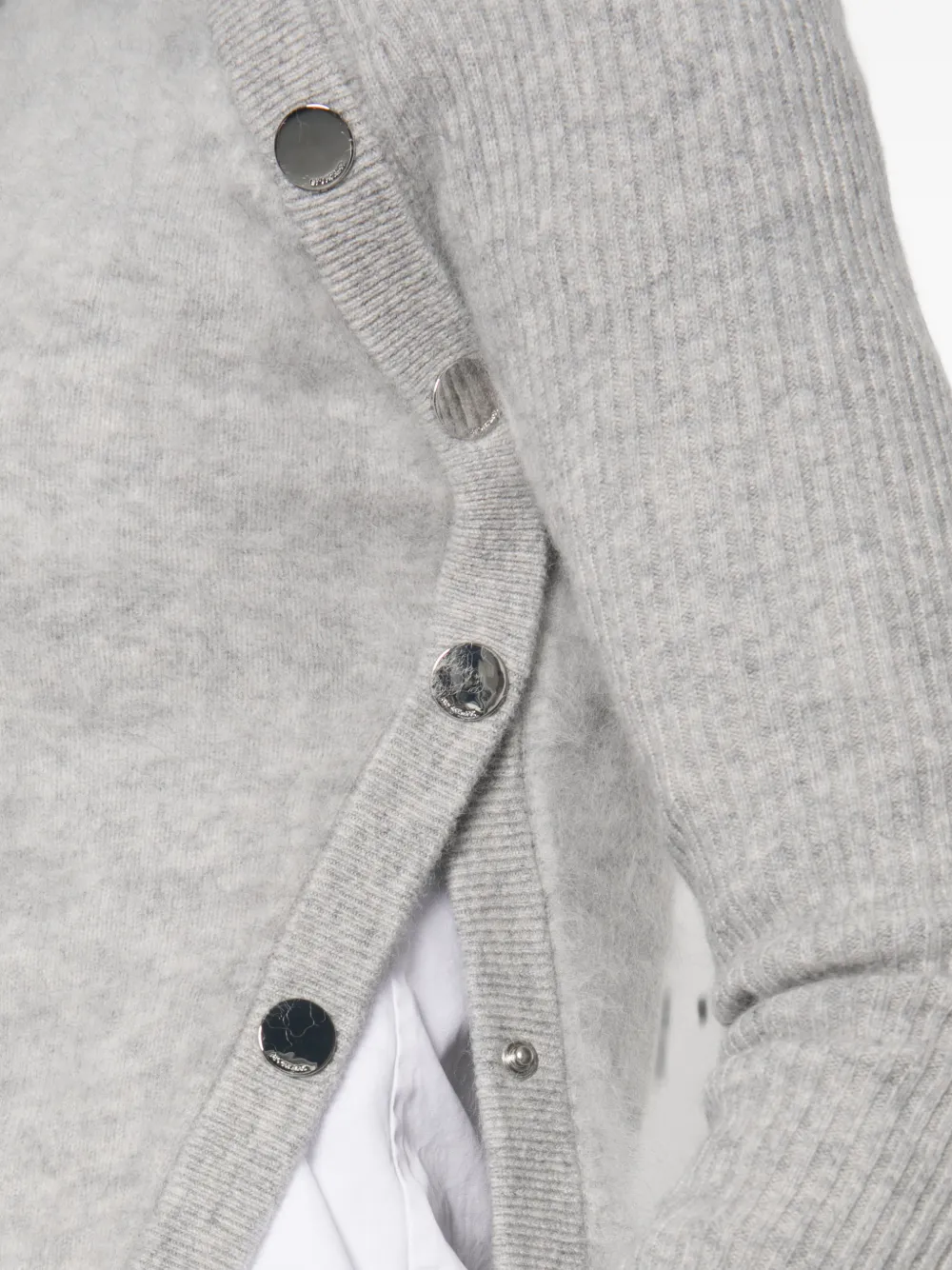 Sportmax Gebreide trui met asymmetrische sluiting en geribbelde mouwen Grijs