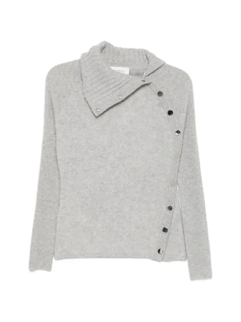 Sportmax asymmetric-fastening ribbed-sleeve knit