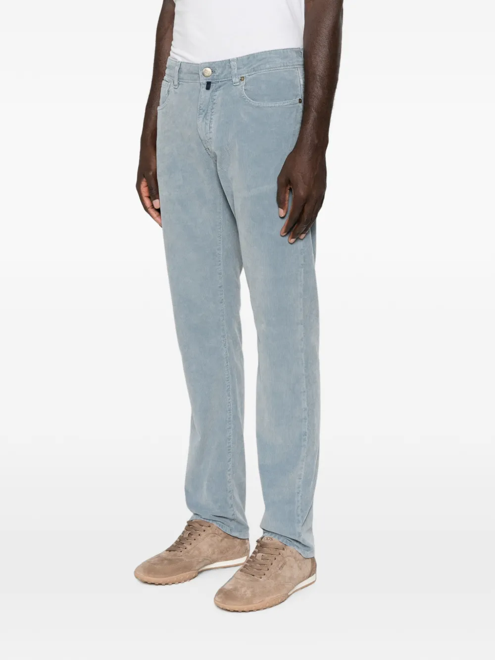 Incotex Ribfluwelen straight broek Blauw
