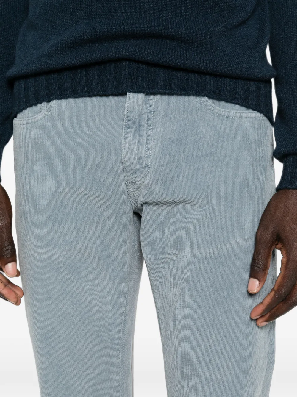 Incotex Ribfluwelen straight broek Blauw
