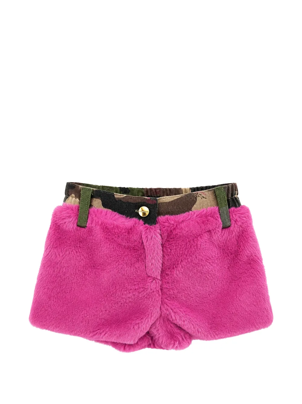 Miss Grant Kids faux-fur camouflage-print shorts - Rosa