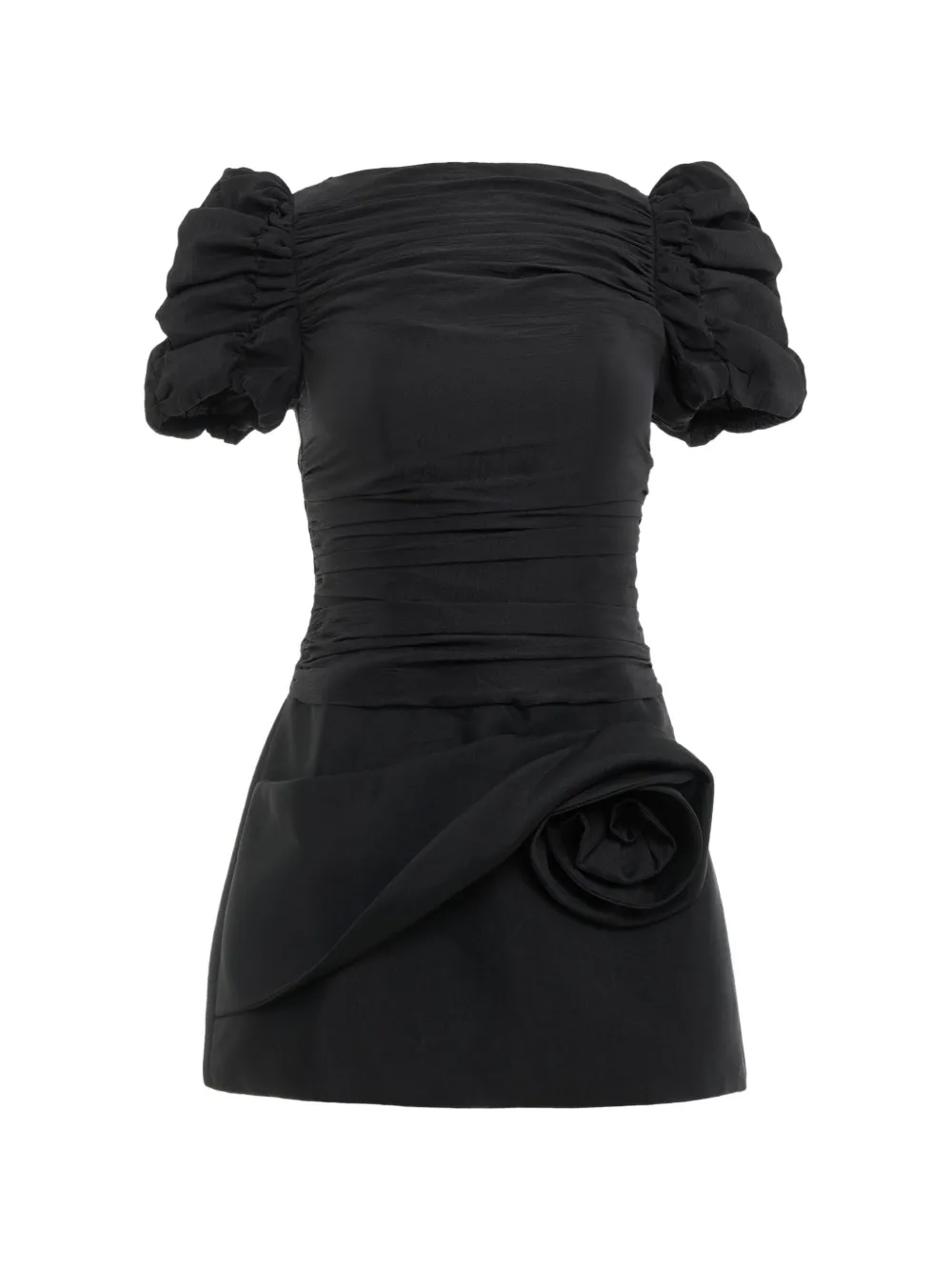 KENZIE KLAMBIE ruched floral-appliqué mini dress