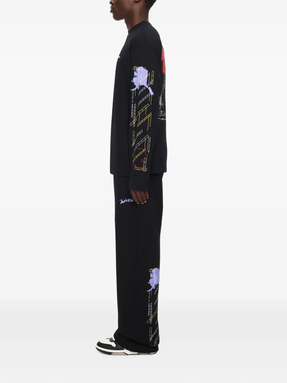 Off-White Archigeography Arrow T-shirt met lange mouwen Zwart