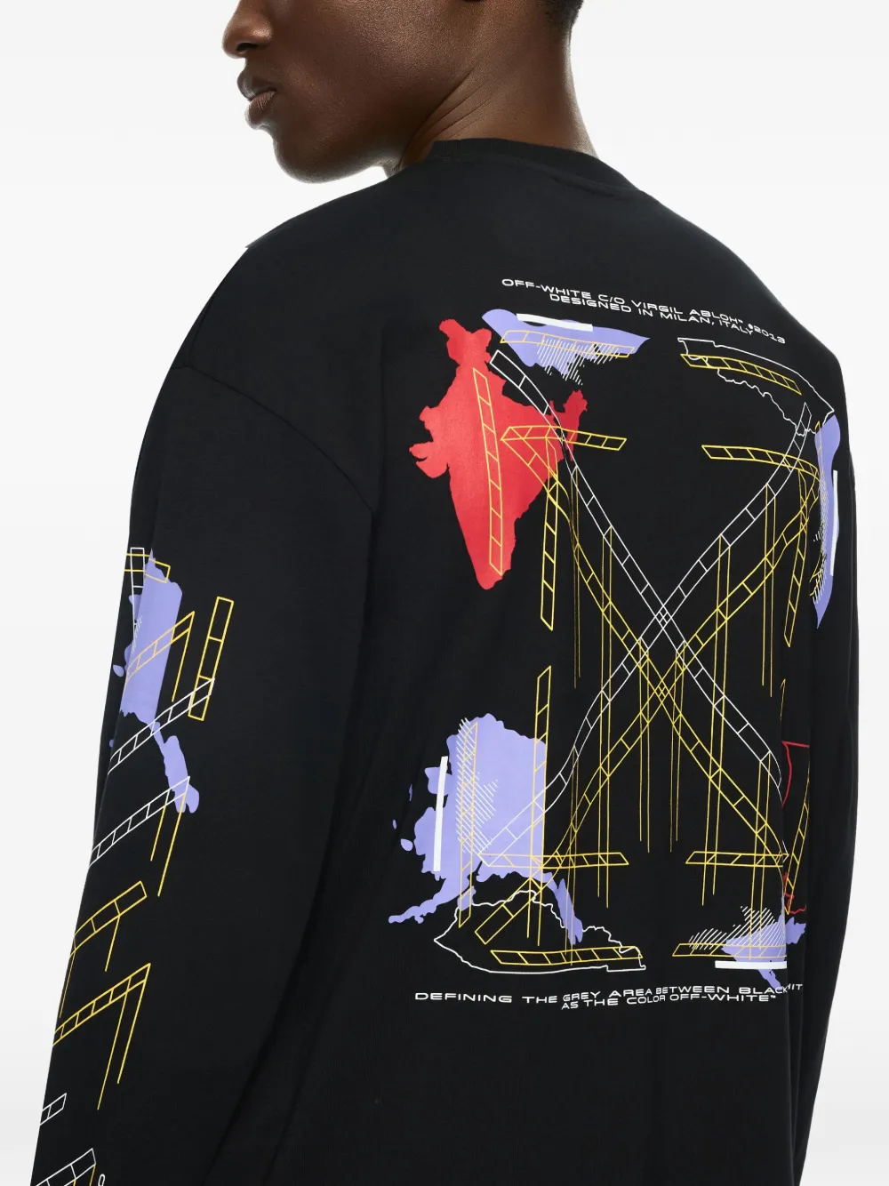 Off-White Archigeography Arrow T-shirt met lange mouwen Zwart
