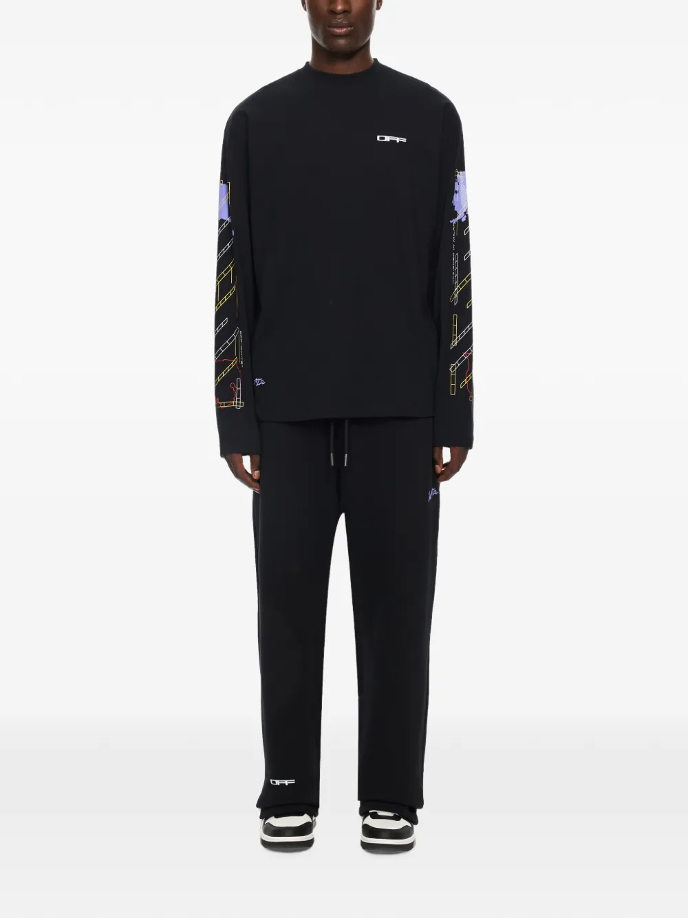 Off-White Archigeography Arrow T-shirt met lange mouwen Zwart