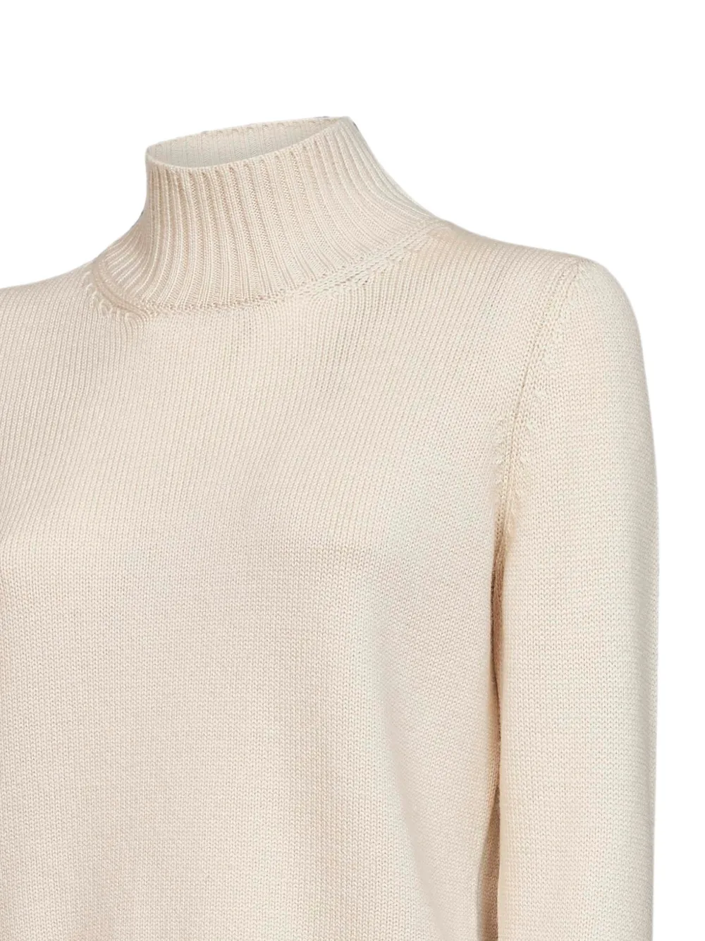 Blanca Vita Ribgebreide trui met hoge hals Beige