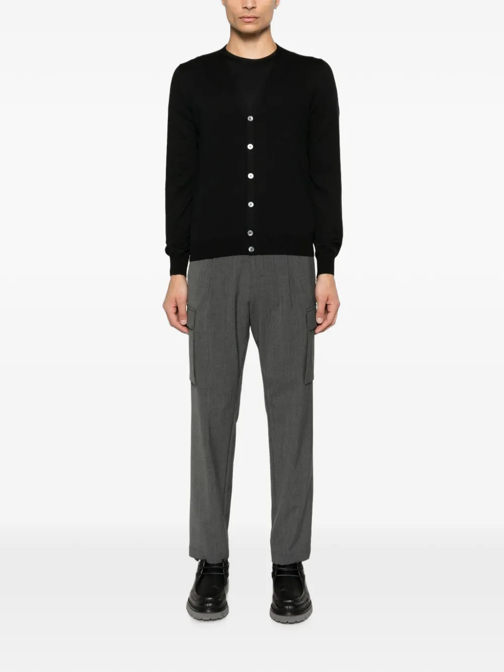 D4.0 Button-up vest met V-hals Zwart