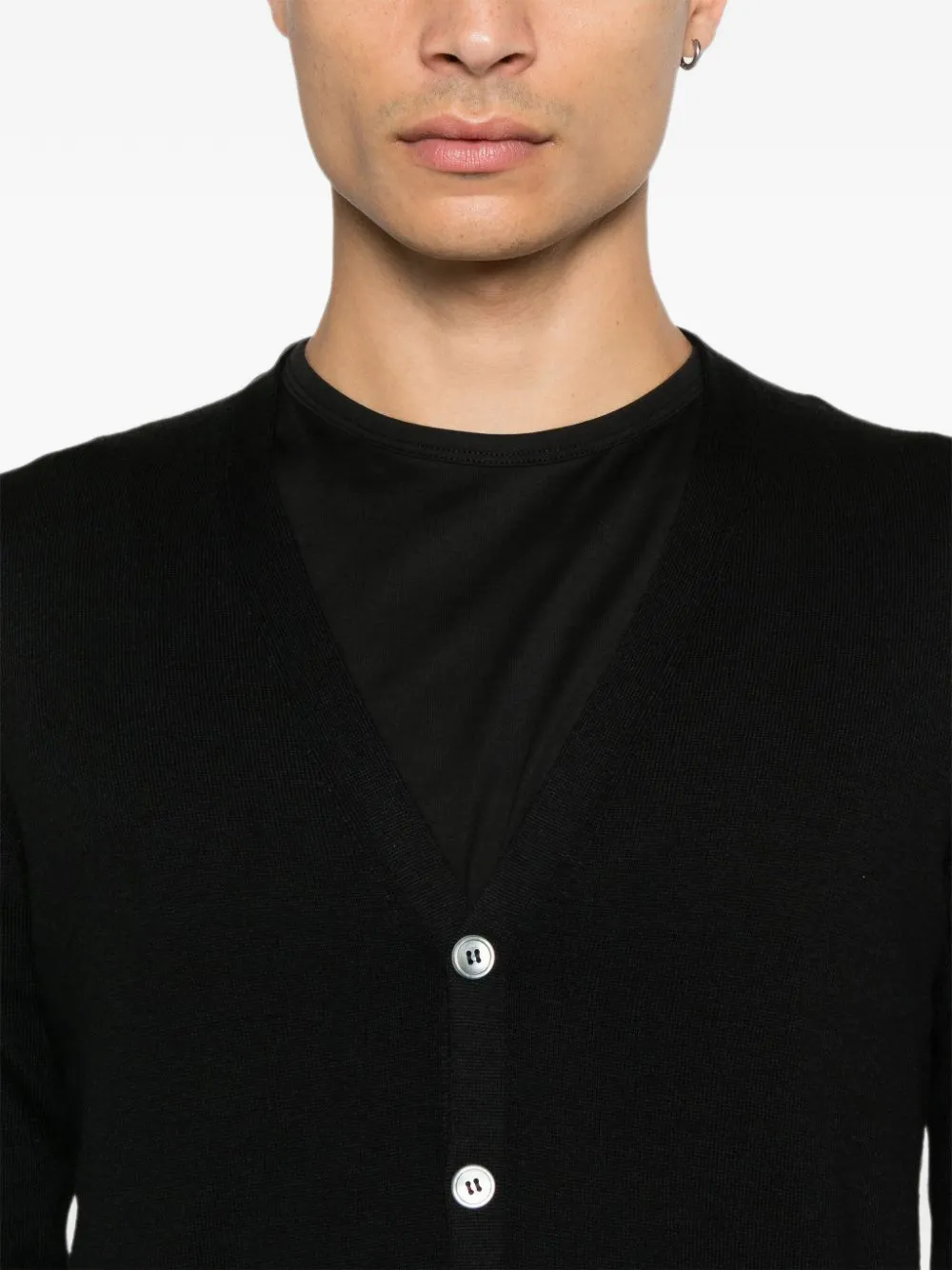 D4.0 Button-up vest met V-hals Zwart