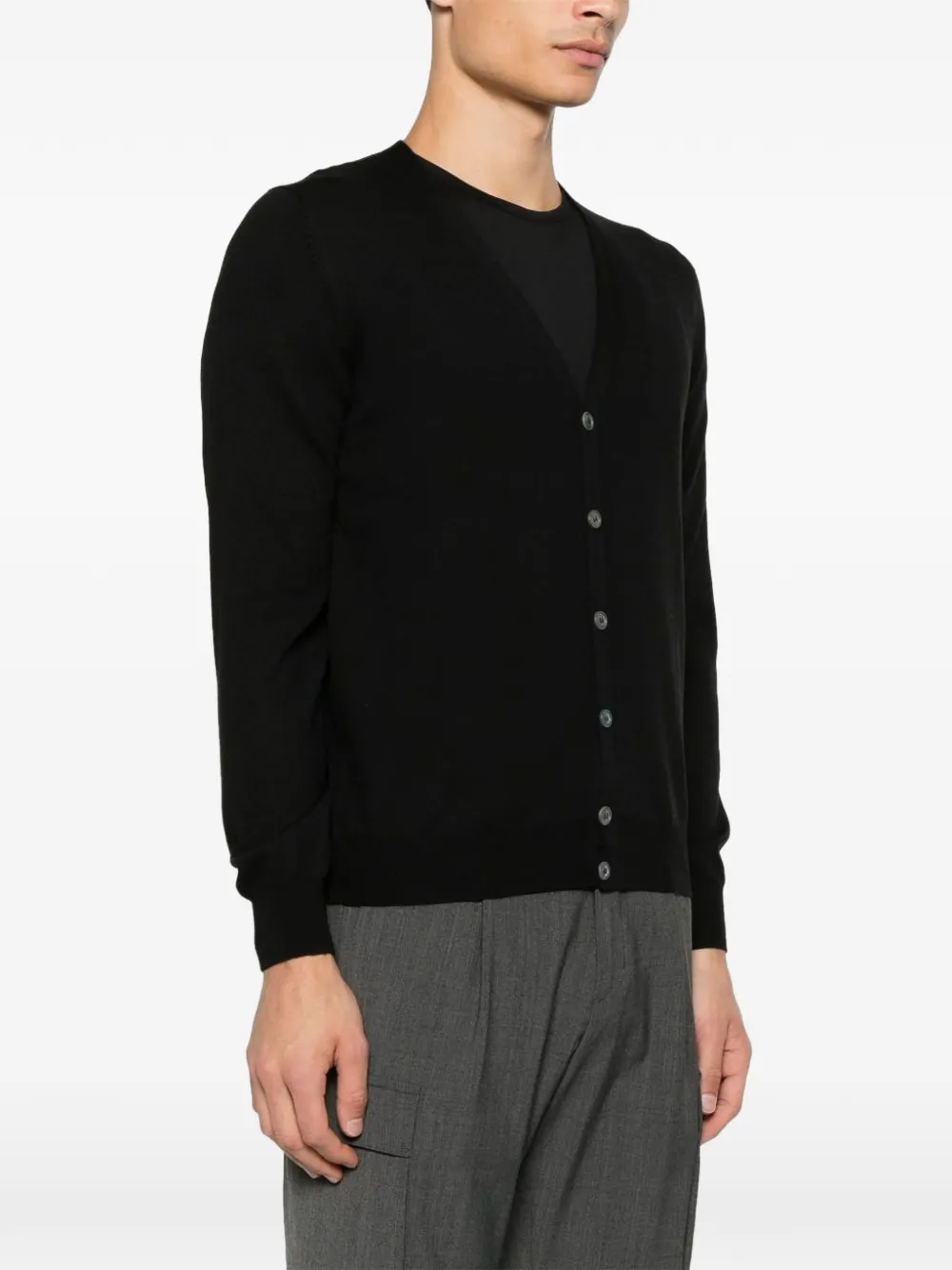 D4.0 Button-up vest met V-hals Zwart