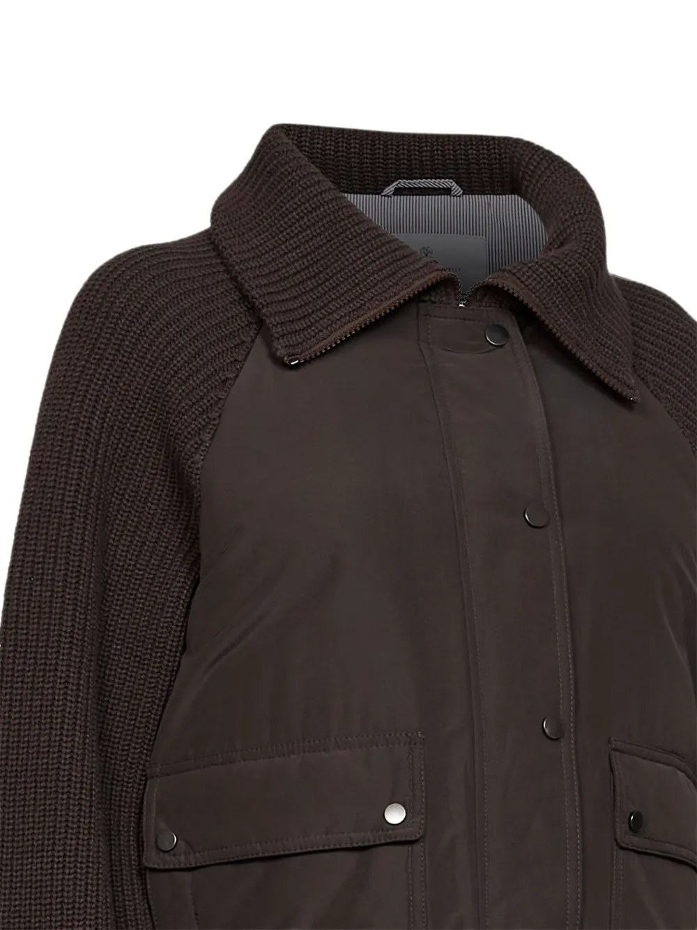Brunello Cucinelli Monili ribgebreide jas met vlakken Bruin