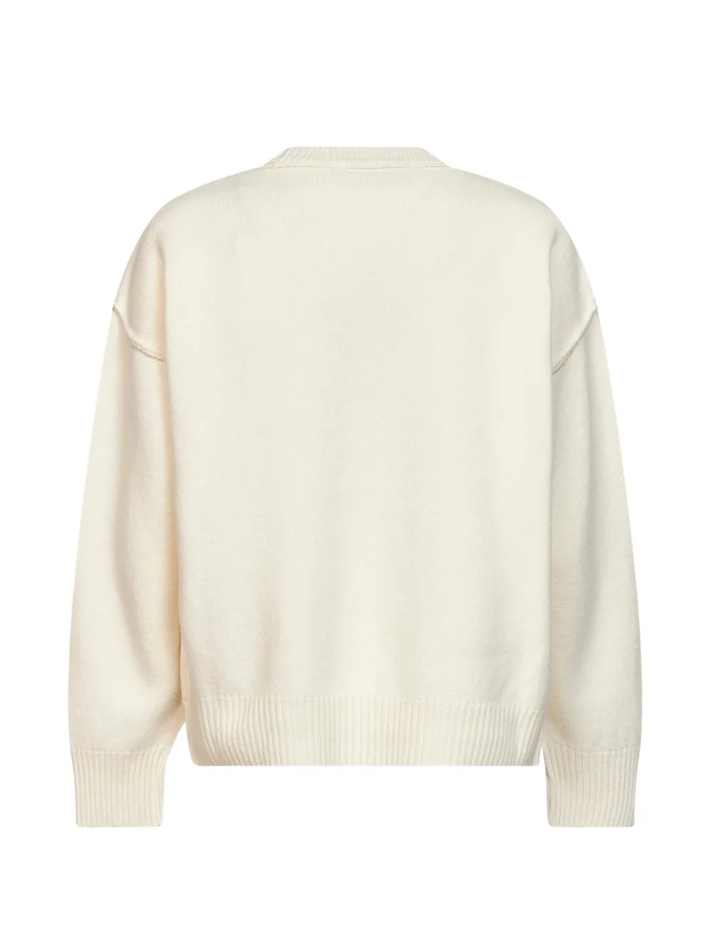 AMI Paris Trui van merinowol met ronde hals en Ami de Coeur Beige