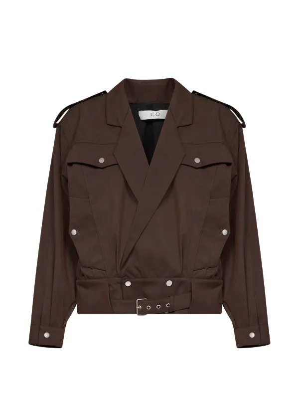 Co Belted Double-breasted Jacket in Brown