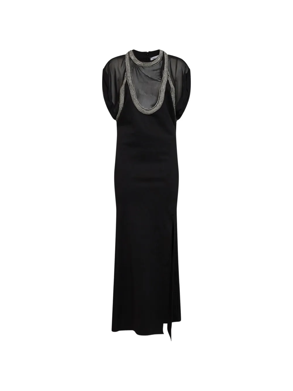 The Attico rhinestone-embellished layered-effect maxi dress - Nero
