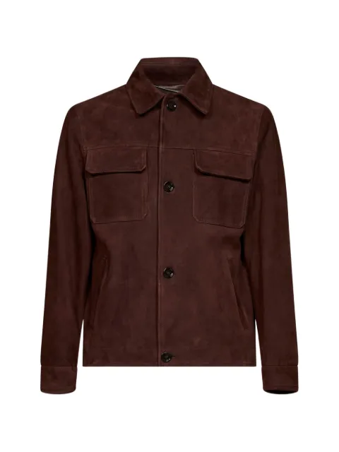 Lardini spread-collar suede jacket