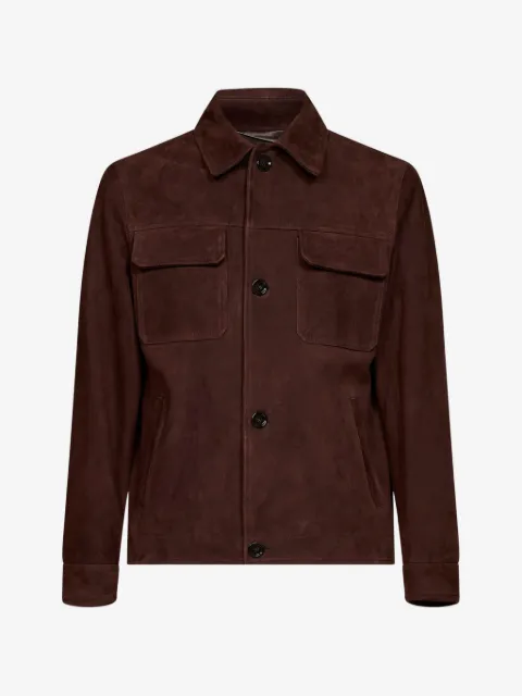 Lardini spread-collar suede jacket