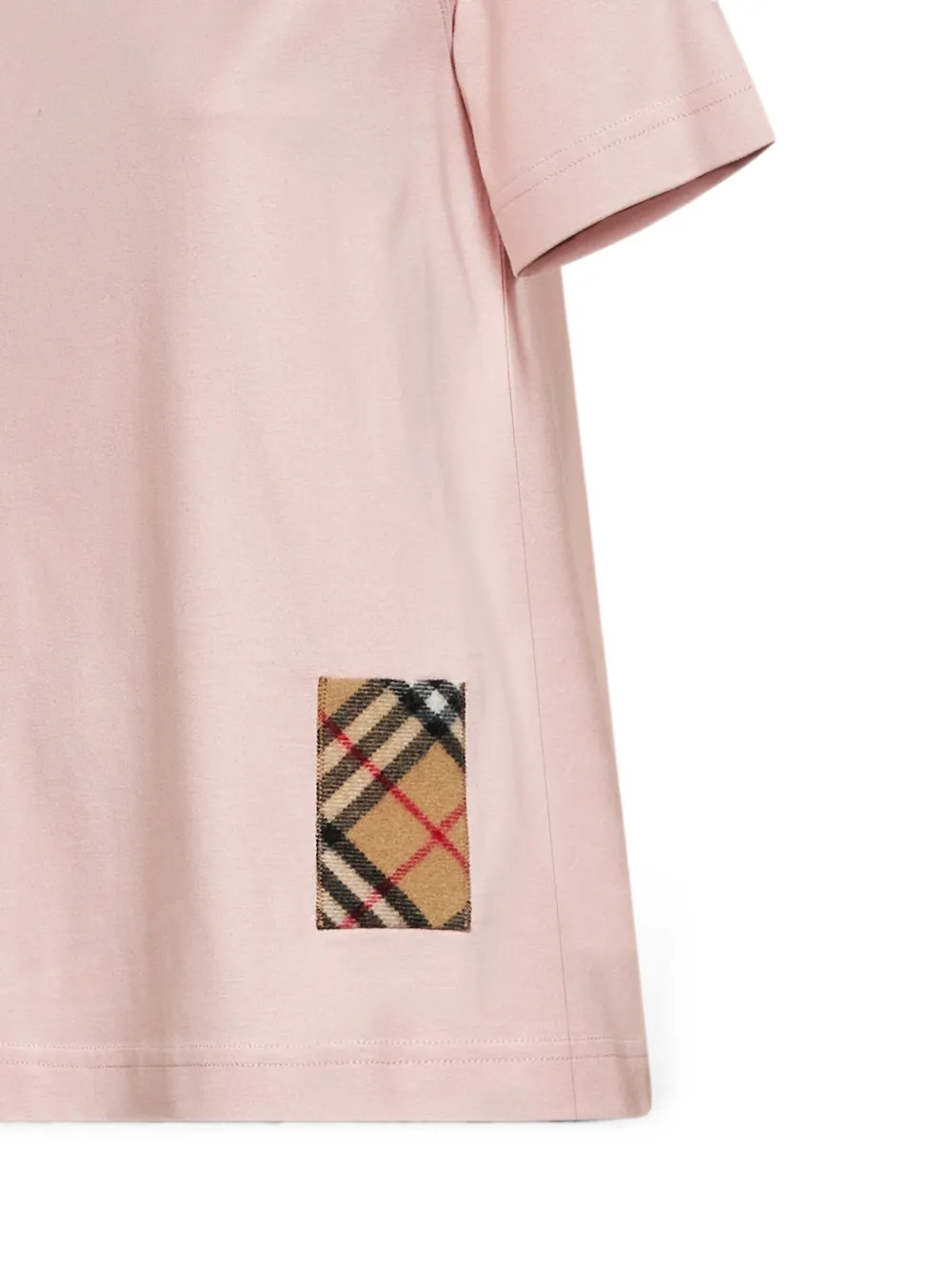 Burberry T-shirt met kasjmier Check-patch Roze