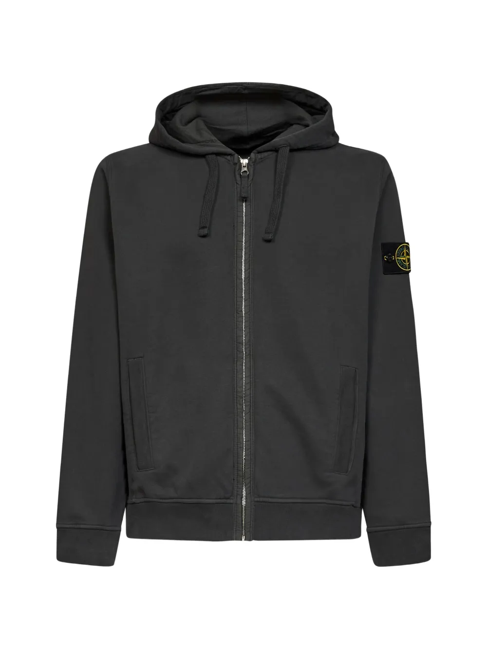 Stone Island logo-patch zip-up hoodie - Grigio