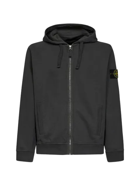 Stone Island logo-patch zip-up hoodie