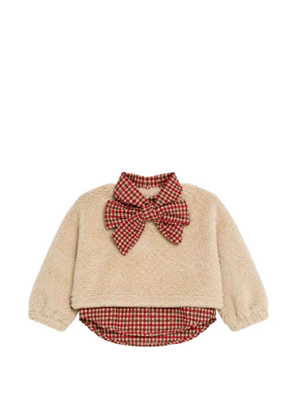 Miss Grant Kids bow-detail faux-fur sweater - Toni neutri