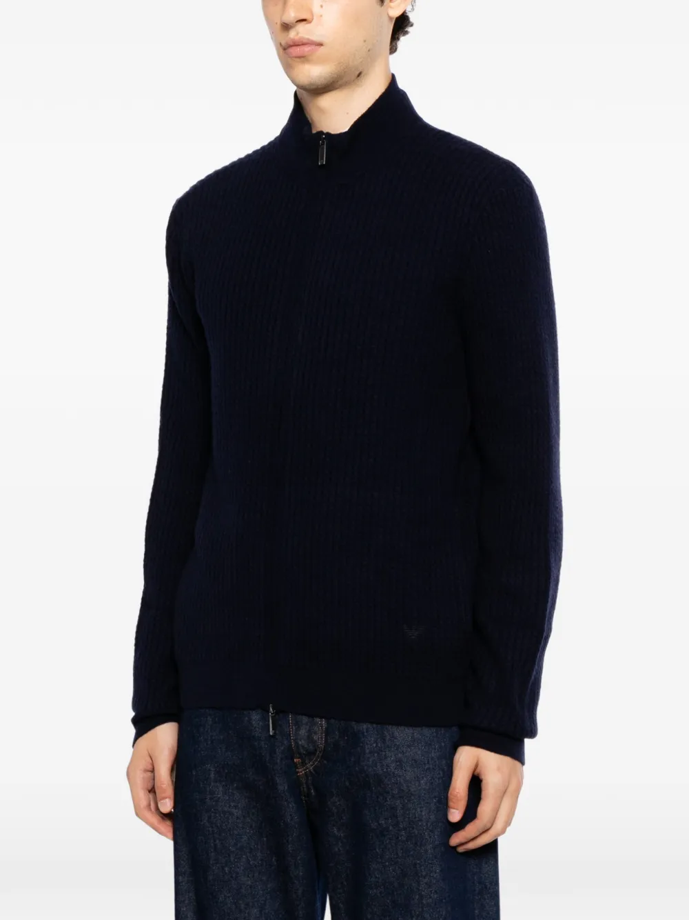 Emporio Armani Geribbeld vest met rits Blauw