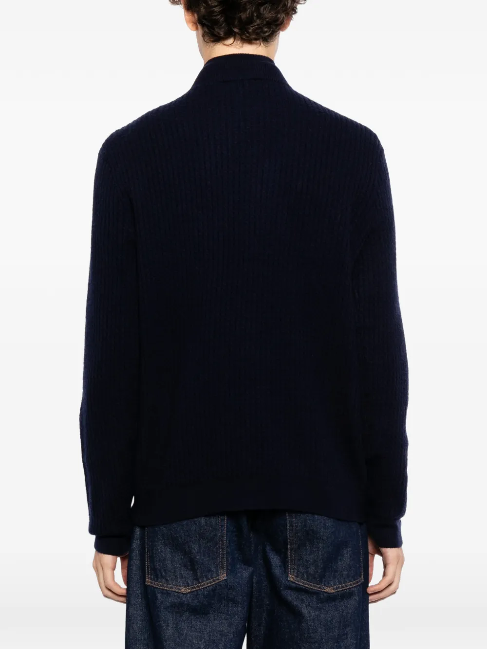 Emporio Armani Geribbeld vest met rits Blauw