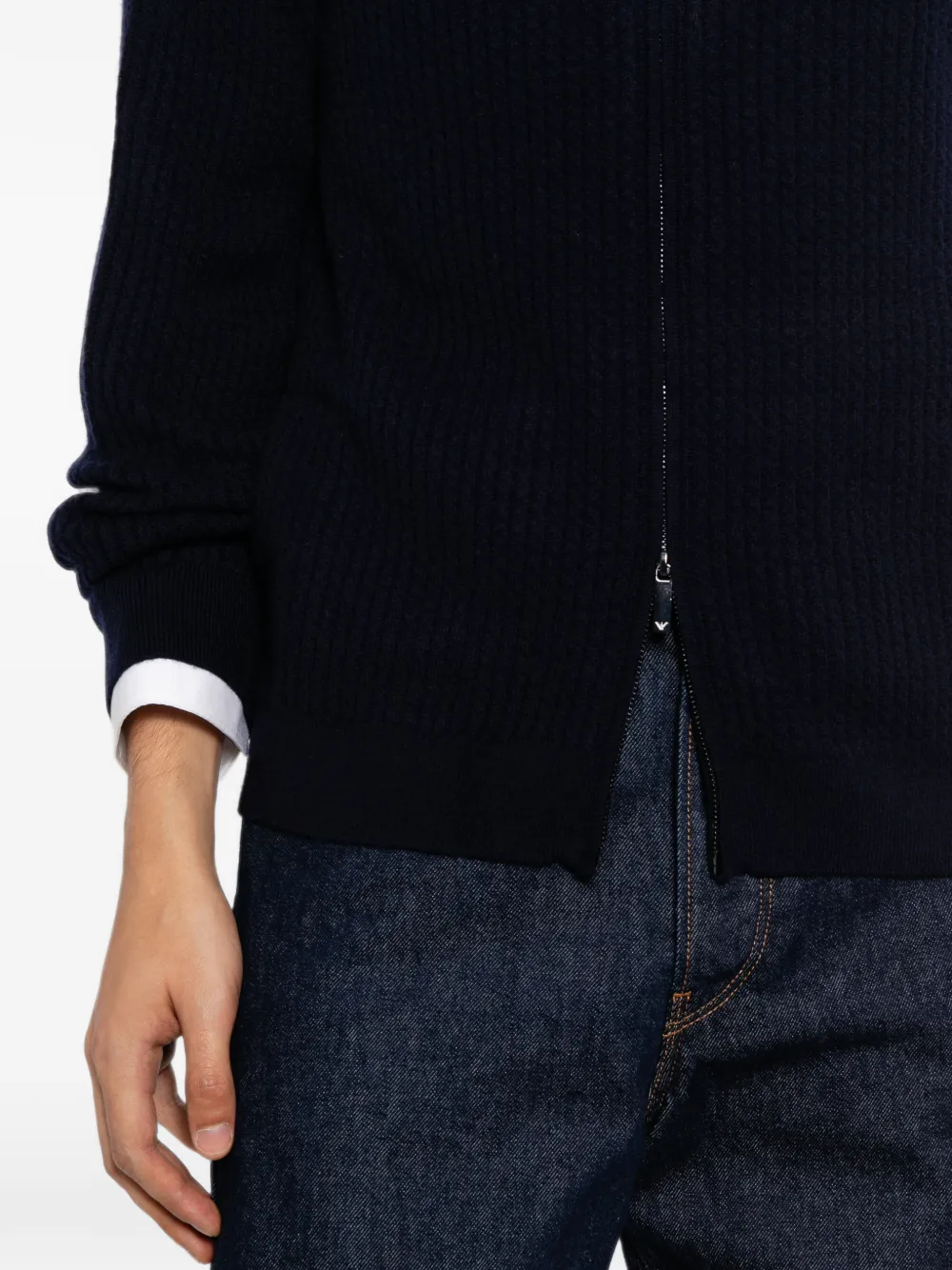 Emporio Armani Geribbeld vest met rits Blauw