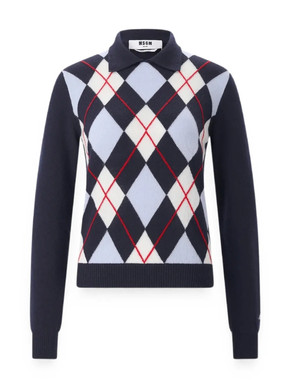 MSGM Trui met argyle polokraag Blauw