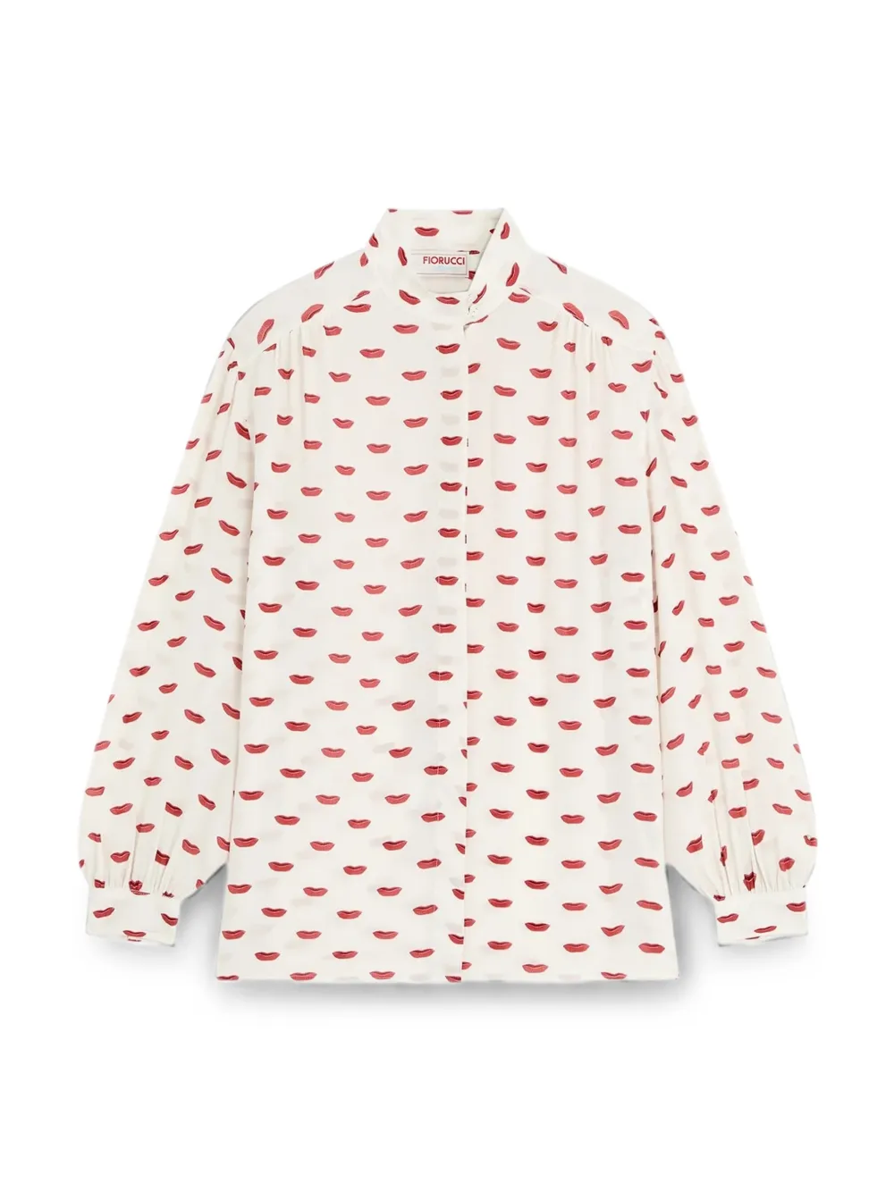 Fiorucci Blouse met pofmouwen en lipprint Wit