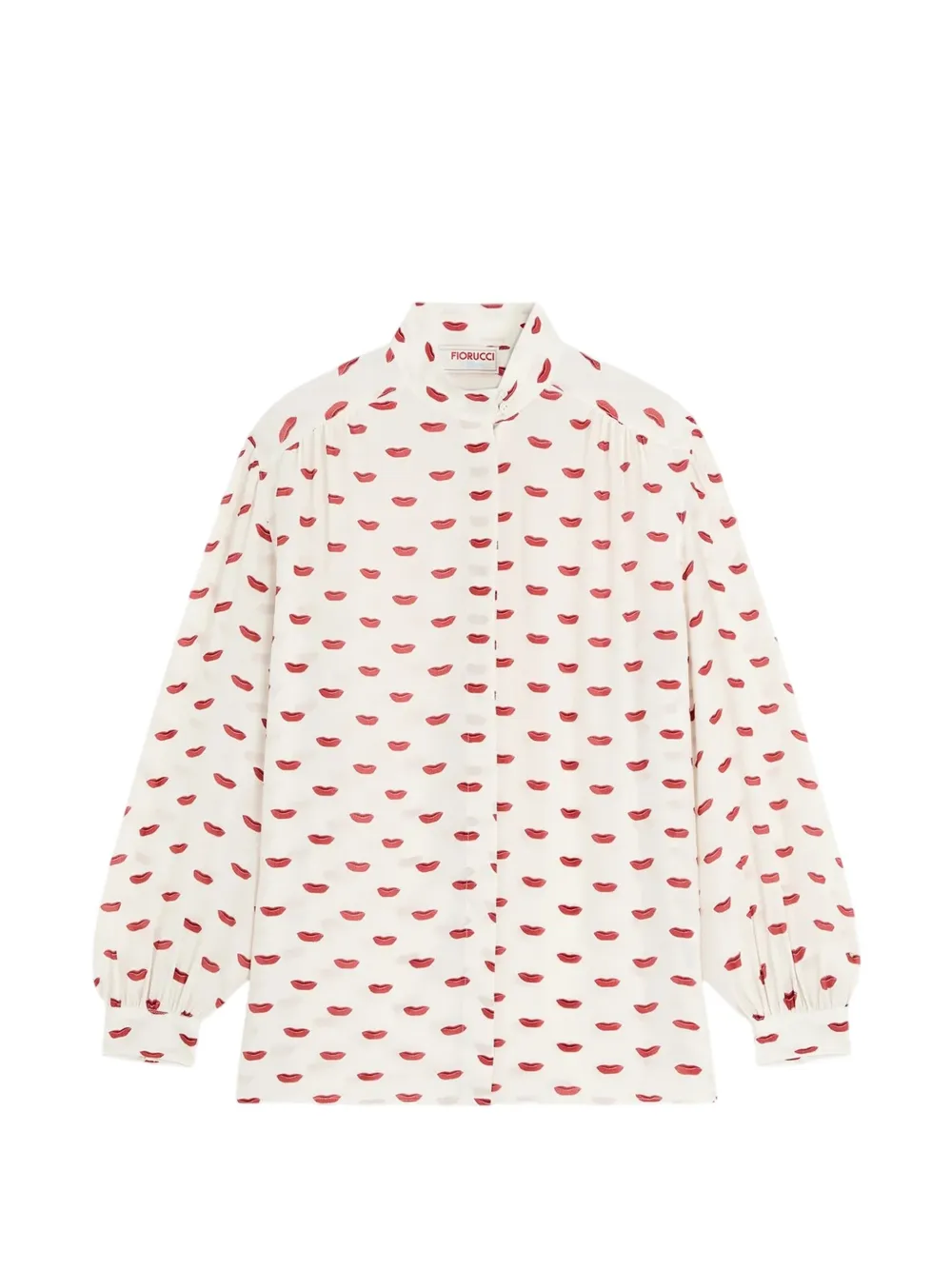 Fiorucci Lips-print puff-sleeve blouse - Bianco