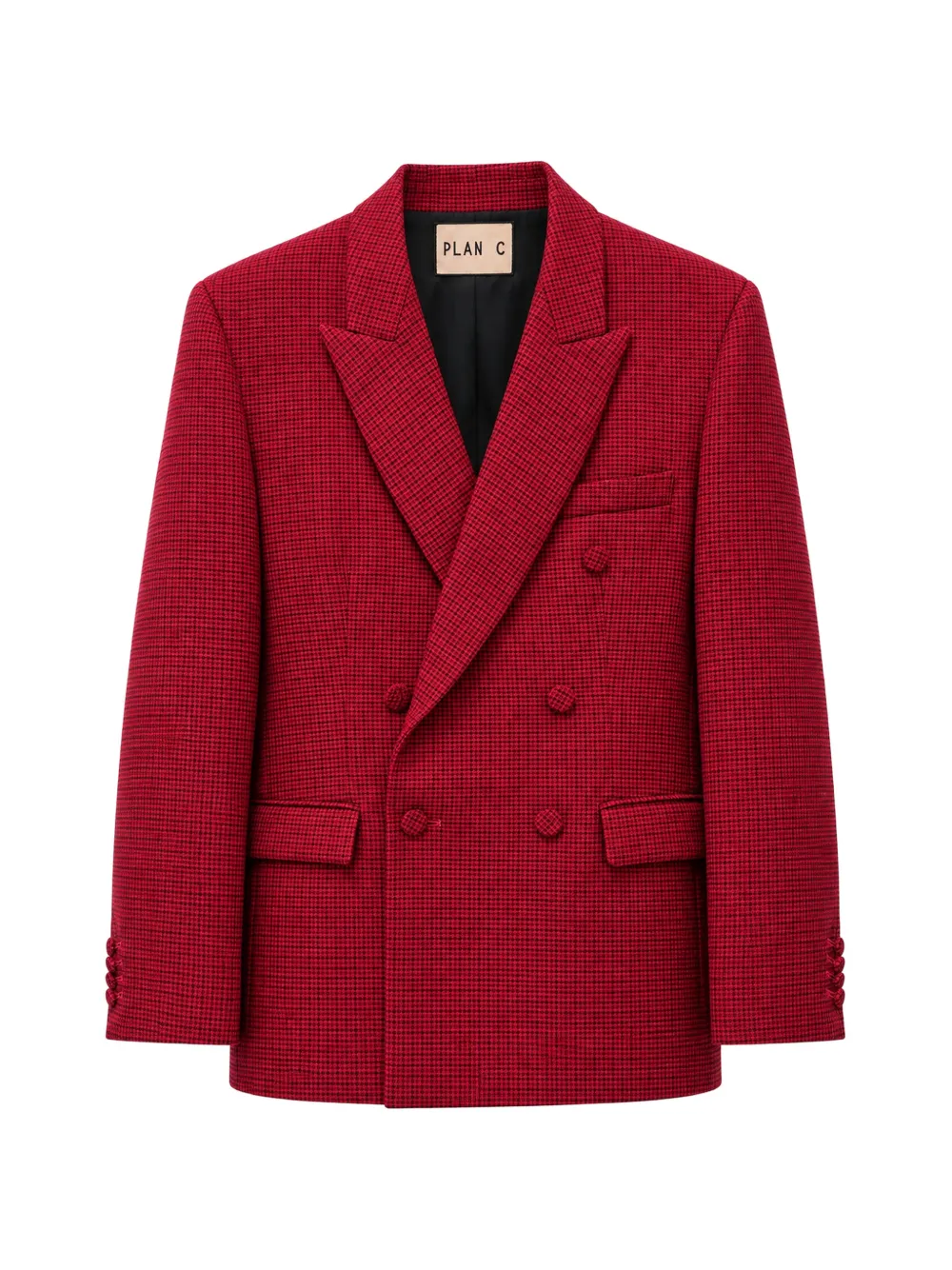 Plan C double-breasted houndstooth blazer - Rot