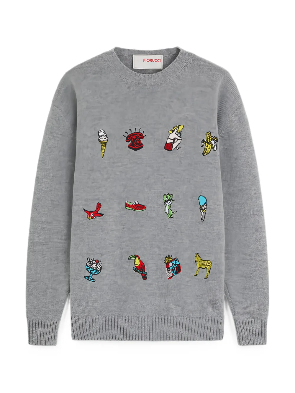Fiorucci Toys trui met geborduurd patchwork Grijs