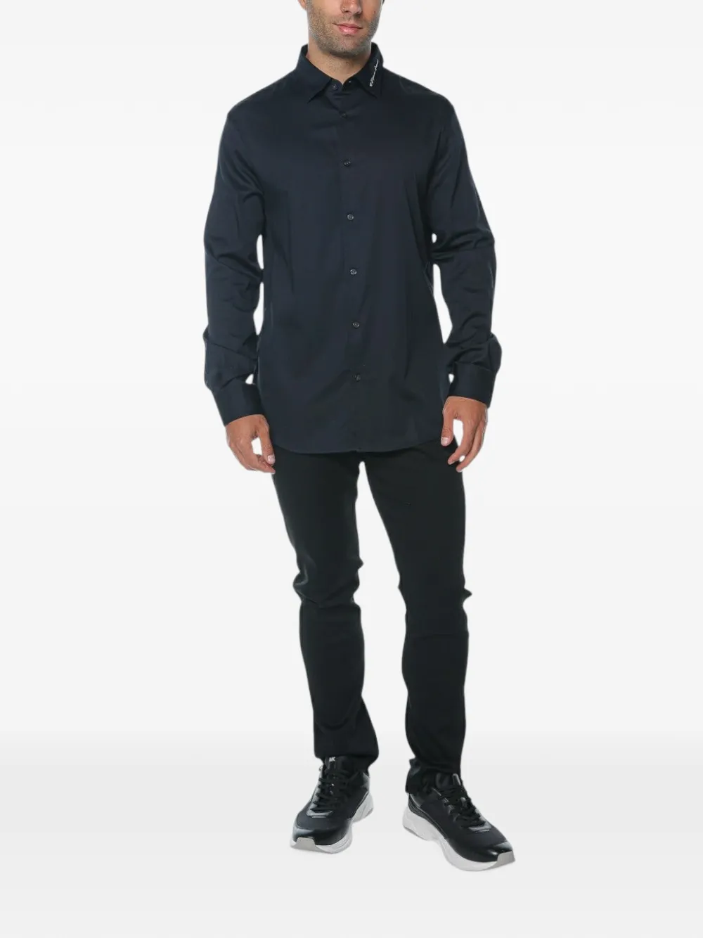 Emporio Armani Overhemd met geborduurd logo Blauw