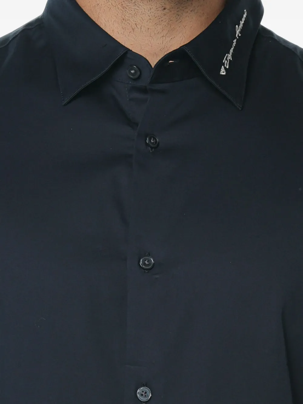 Emporio Armani Overhemd met geborduurd logo Blauw