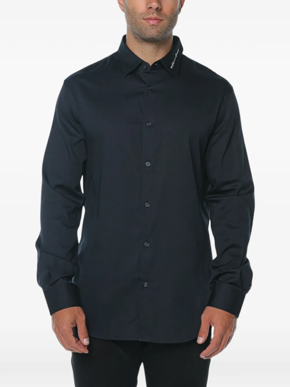 Emporio Armani logo-embroidered shirt - Blu