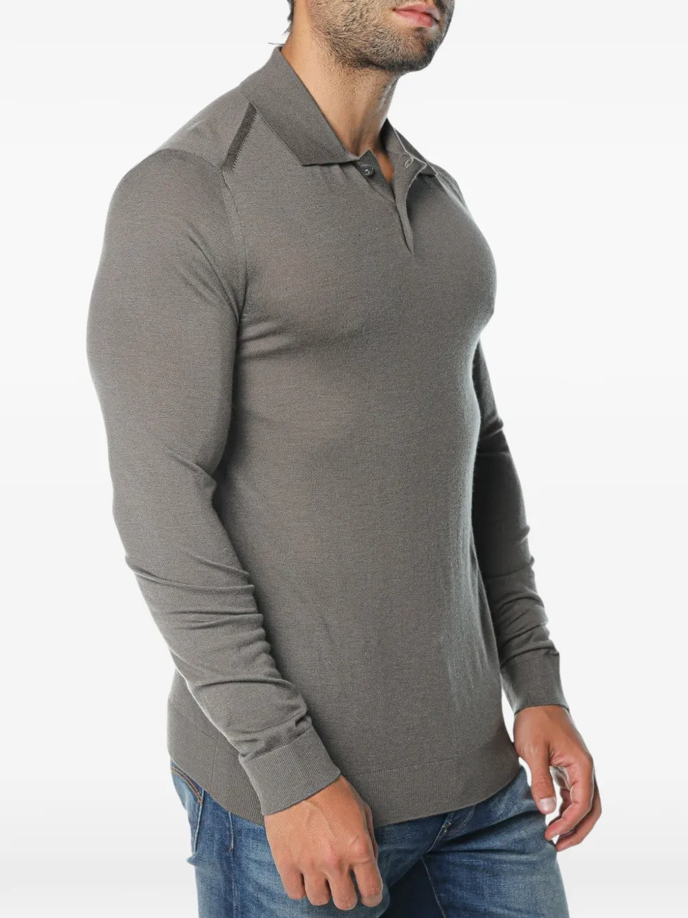 Armani Exchange long-sleeve knit polo shirt Grijs