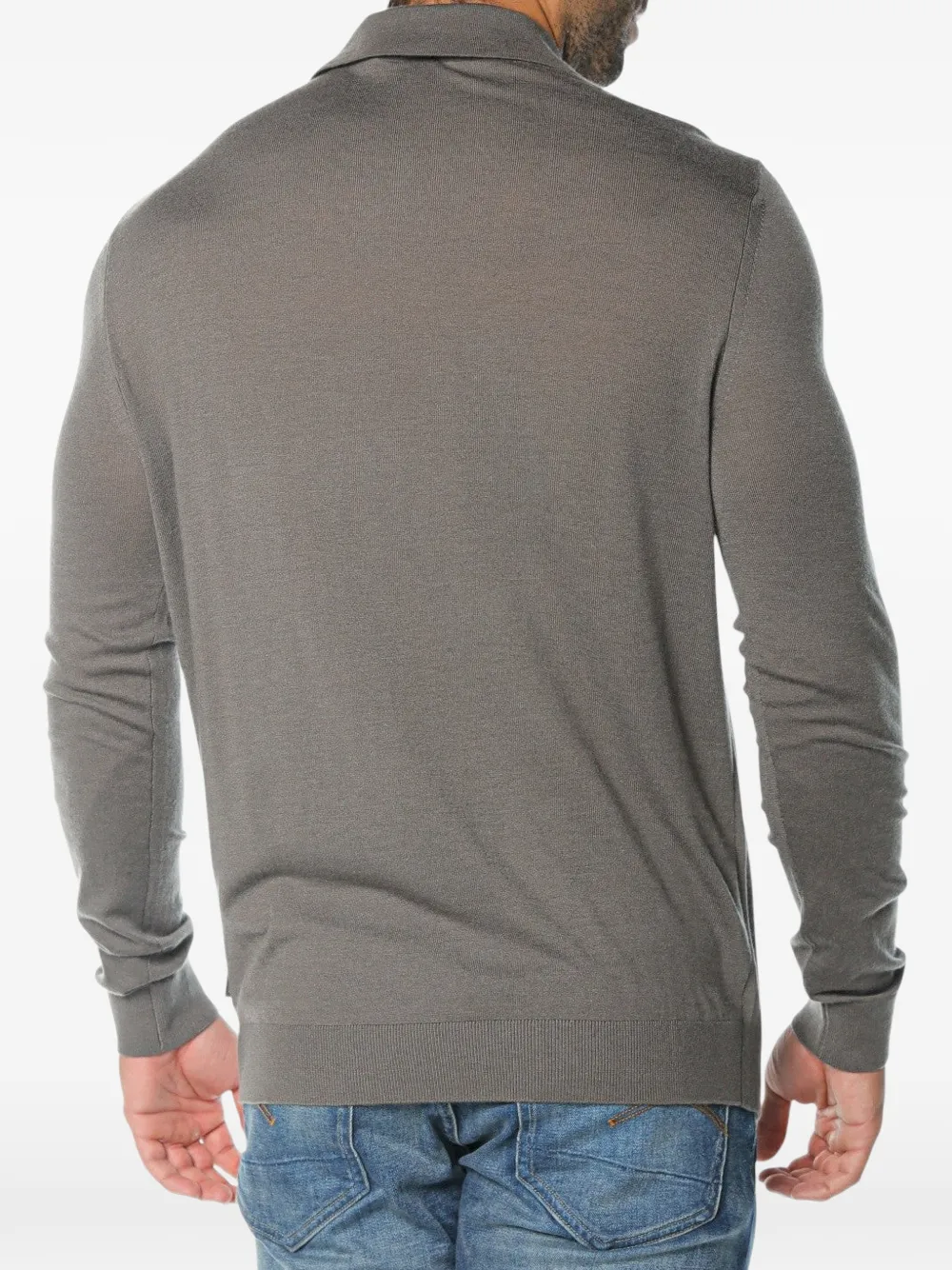 Armani Exchange long-sleeve knit polo shirt Grijs